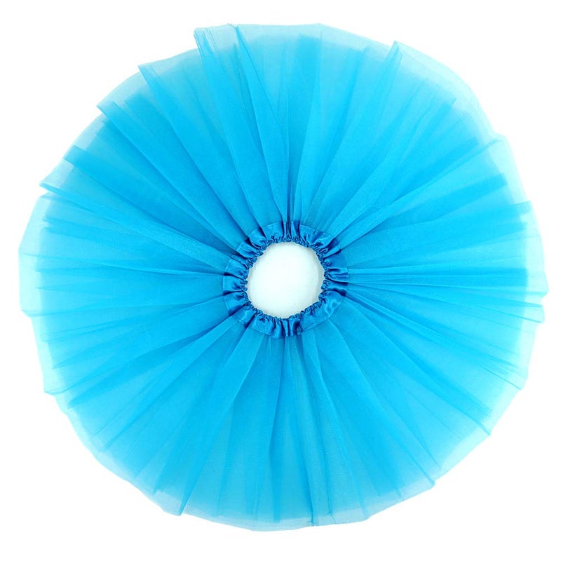 BGFKS 5 Layered Tulle Tutu Skirt for Girls with Hairbow, Ballet Dressing Up Kid Tutu Skirt (Blue, 8-15 Years Old) - Image 2
